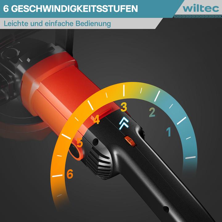 Produktbild Wiltec Poliermaschine Schleifmaschine 1200W bis 3000U/min 6-stufig mit Tasche (Exzenterpolierer, 1200 W)