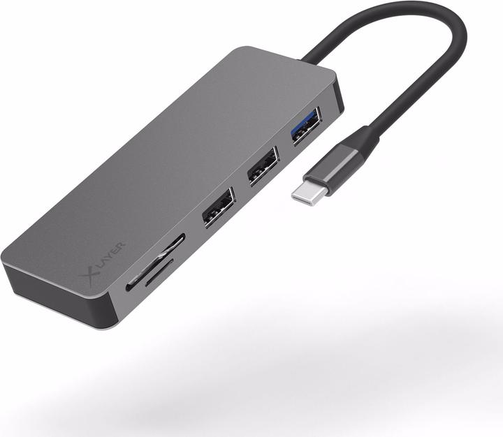 Xlayer USB 3.0 HUB Typ-C 7-IN-1 Grey (USB-C, 7 Ports)