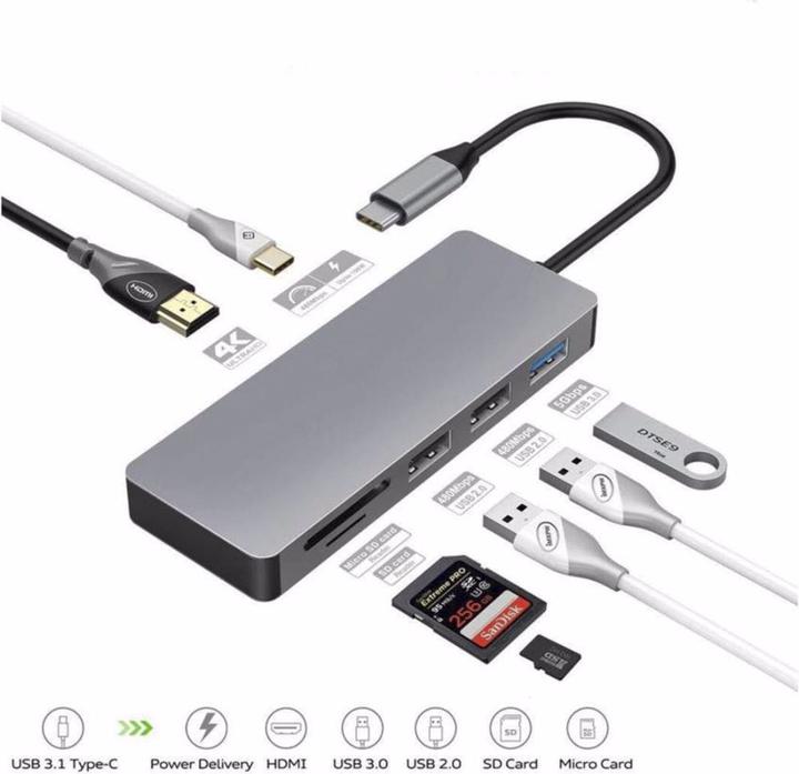 Produktbild Xlayer USB 3.0 HUB Typ-C 7-IN-1 Grey (USB-C, 7 Ports)
