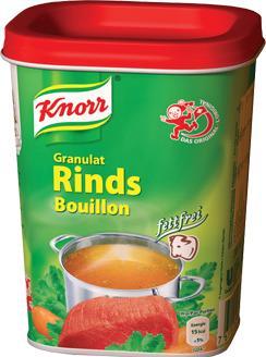 Actual product image Knorr Beef bouillon low fat granules, fat-free bouillon for seasoning meat, sauces, vegetables or rice.