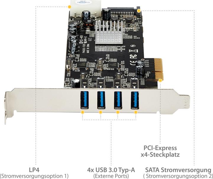 Actual product image StarTech 4 Port PCIe Quad Bus USB 3.0 Card