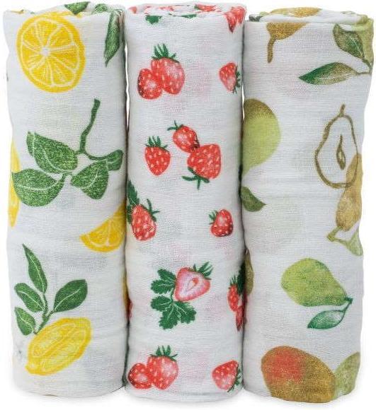 Produktbild little unicorn Cotton Muslin Swaddle 3 Pack - Fruit Stand (120 cm, 120 cm)