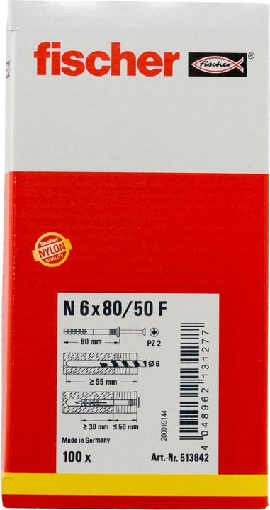 Image du produit Fischer Tampon à clouer N 6x80/50 F (100 pcs)