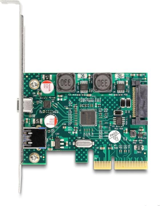 Actual product image Delock PCI Express x4 card to 1 x external USB 10 Gbps Type-C™ socket + 1 x external USB 10 Gbps Type-A