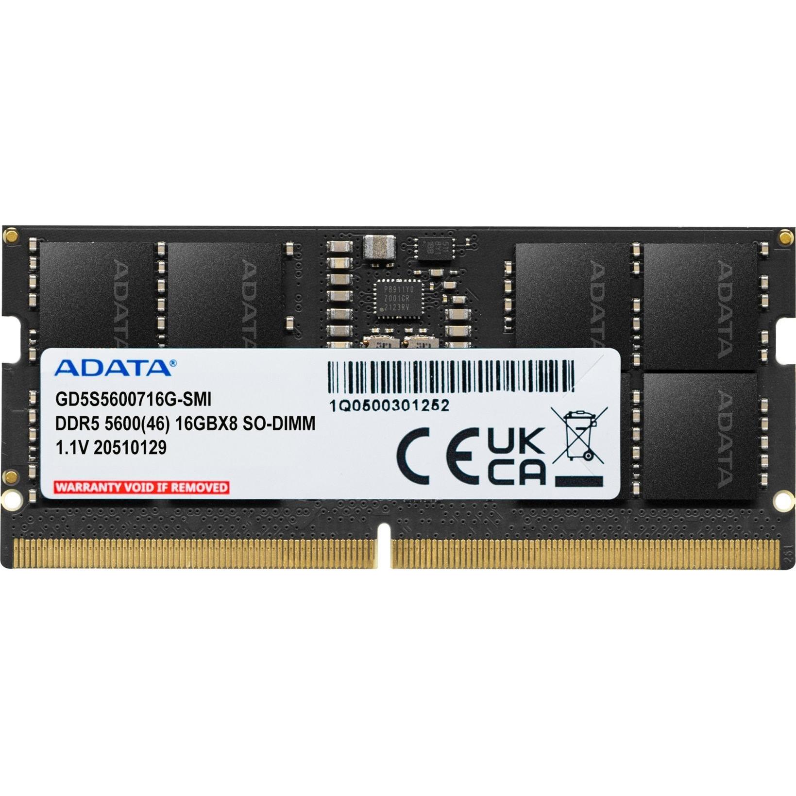 Adata SO-DDR5 16GB 5600-46 Gold Single Tray (1 x 16GB, 5600 MHz, DDR5-RAM, SO-DIMM), RAM, Schwarz