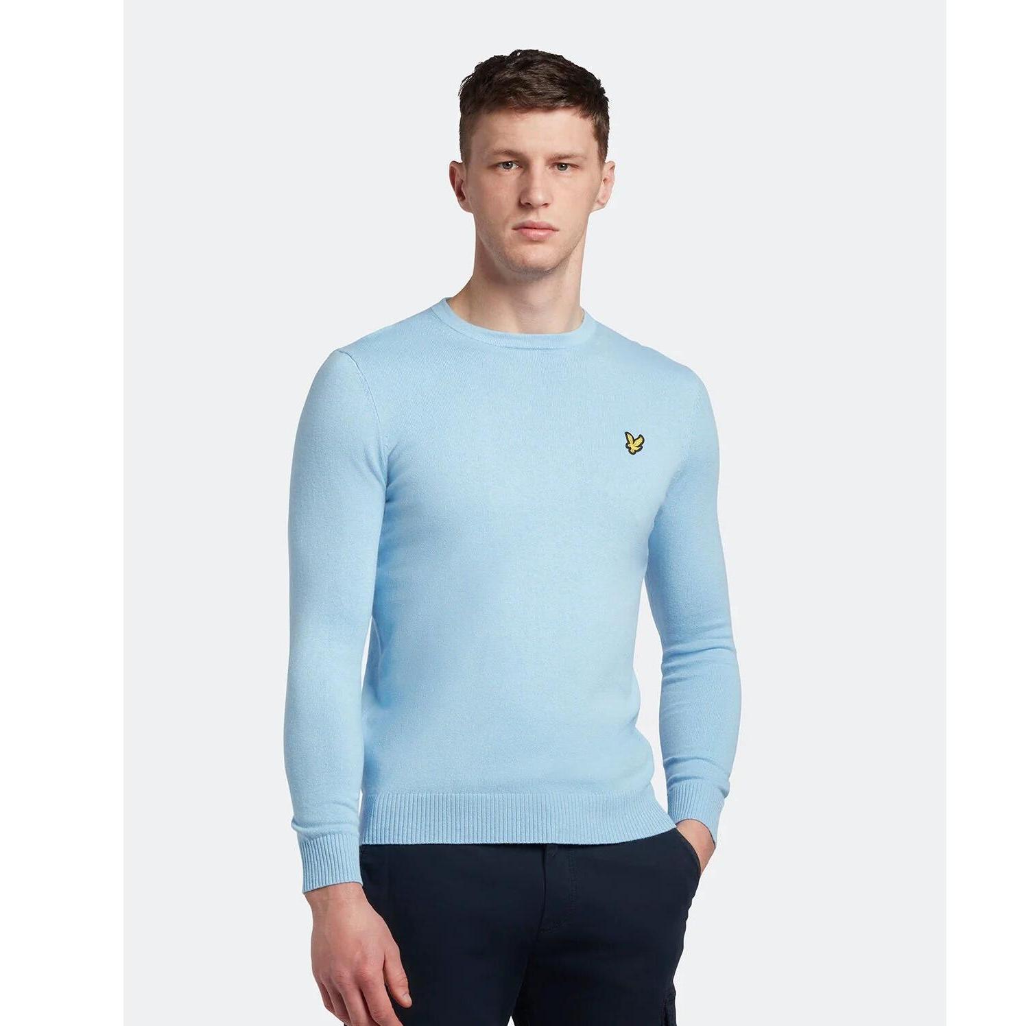 Thumbnail - Lyle and Scott, Herren, Pullover, Pullover mit Rundhalsausschnitt aus Merino-Baumwolle, Blau, (L)