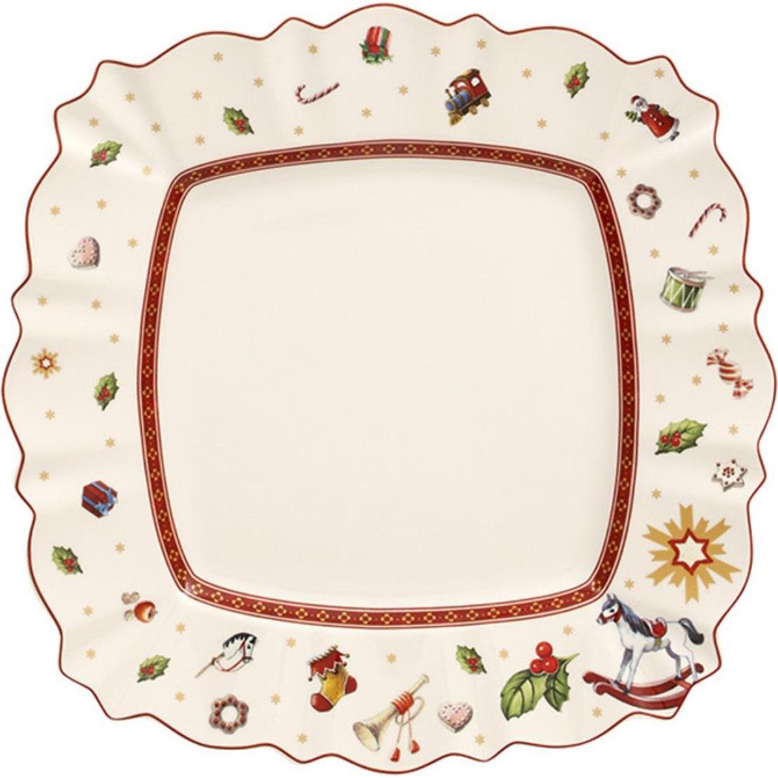 Villeroy & Boch Speiseteller eckig Toy's Delight, Teller, Weiss, Rot