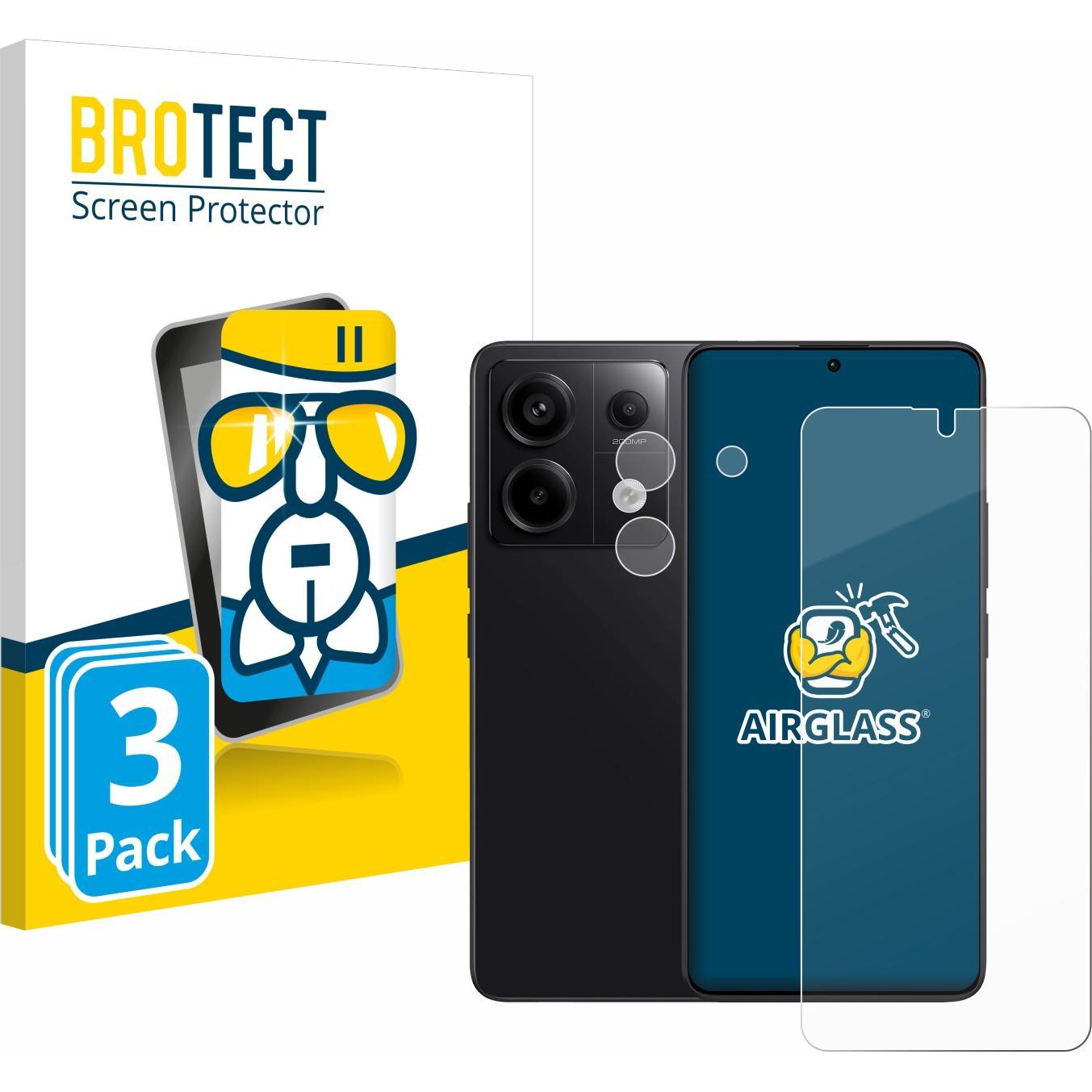 BROTECT AirGlass Panzerglasfolie (3 Stück, Xiaomi Redmi Note 13 Pro 5G), Smartphone Schutzfolie, Transparent