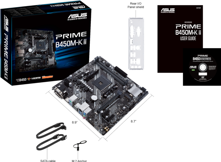 Actual product image ASUS PRIME B450M-K II (AM4, AMD B450, mATX)