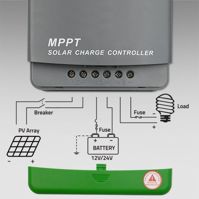Actual product image Qoltec Solar MPPT charge controller with temperature sensor 20A |12V/24V | LCD display | 2 x USB