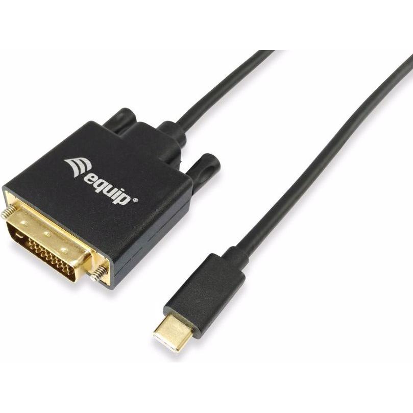 equip USB Typ C – DVI-D (USB Typ-C, 180 cm), Data + Video Adapter, Schwarz