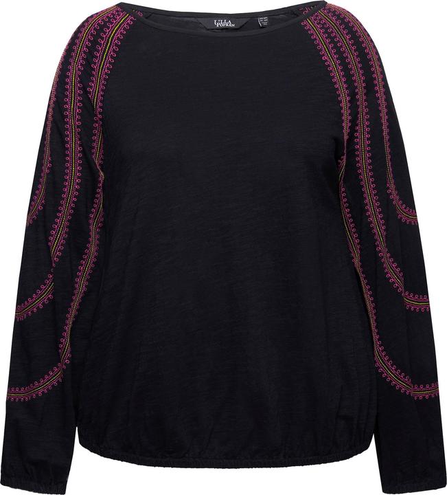 Image du produit Ulla Popken T-shirt à col rond et manches longues, broderie et base élastique (50, 52)