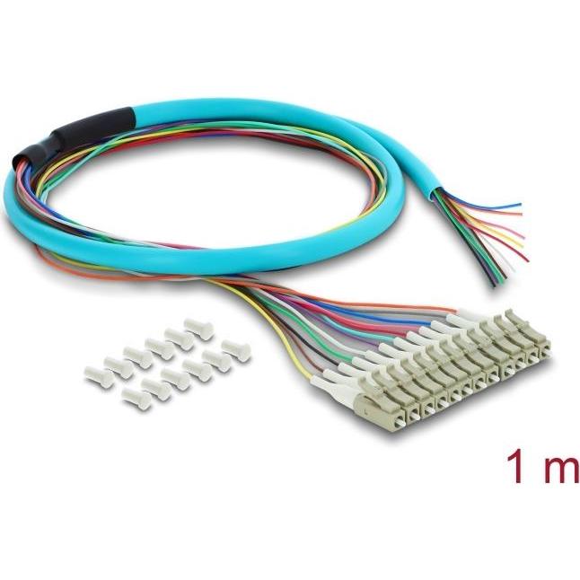 Delock LWL Pigtail Fanout Kabel 12 x LC-UPC Simplex Stecker (1 m), Cavo di rete