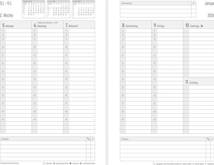 Produktbild Chronoplan CHRONOPLA Chronobook Black&White 2026 50926Z.26 1W/2S schwarz SC A5 (A5, Deutsch)