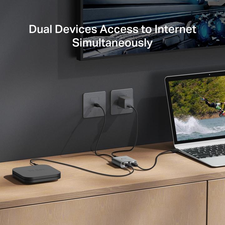 Produktbild TP-Link EH210, Schwarz, Metall, 0 - 40 °C, 10 - 90%, 58 mm, 53 mm (USB, RJ45 (3x))