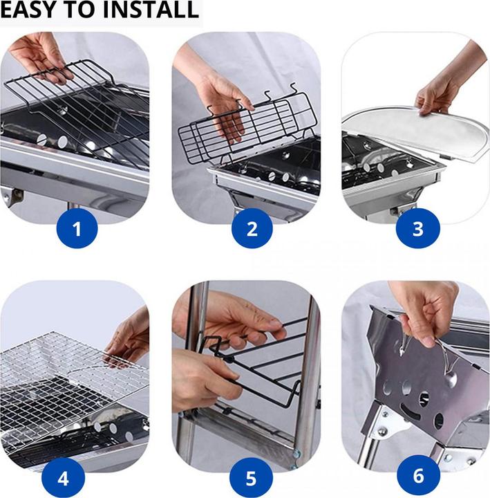 Produktbild JTI Tragbarer Grill mit Zubehör - Edelstahl (60 cm)