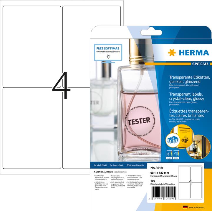 Immagine prodotto HERMA Etichette trasparenti A4