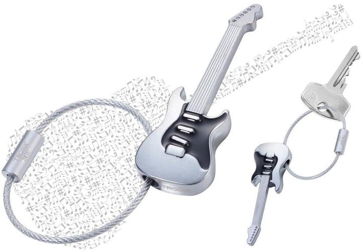 Actual product image Troika STRAT AM RING key ring guitar, matt grey/black