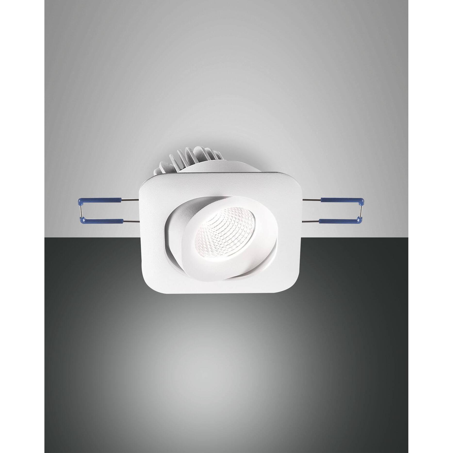 Thumbnail - Fabas Luce, Wandleuchte + Deckenleuchte, LED Einbauspot Set Sigma Ø70mm 7W Warmweiss Weiss eckig schwenkbar (800 lm)
