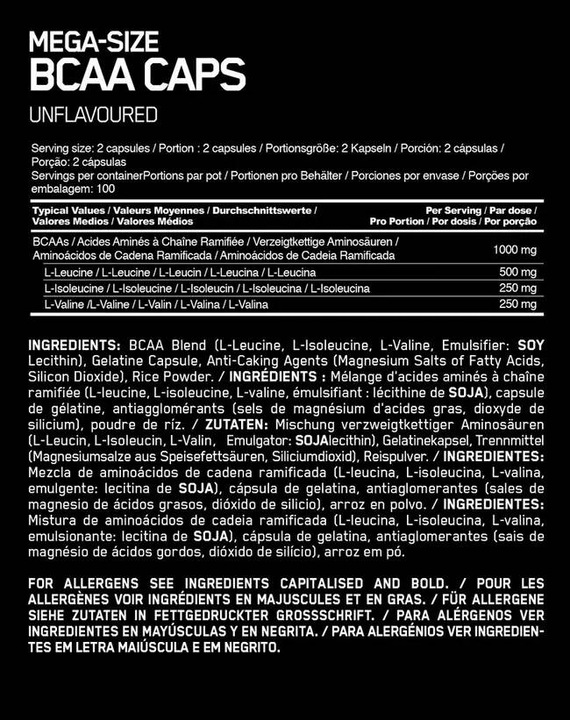 Immagine prodotto Optimum Nutrition Mega-Size BCAA (400 Pezzo/i, Pillole, 255 g)