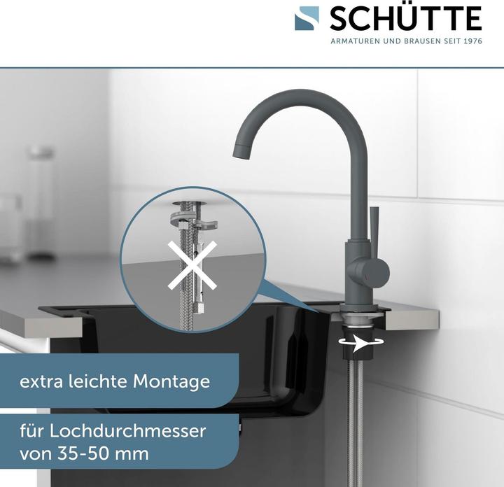 Immagine prodotto Schütte Rubinetto cucina CORNWALL Miscelatore lavello antracite opaco girevole 79164