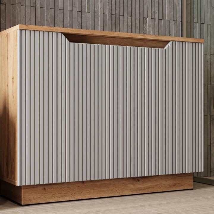 Actual product image Vicco Waschbeckenunterschrank Lotta, Eiche/grau gestreift, 79.6 x 62.1 cm mit 2 Türen (79.60 x 32 x 62.10 cm)