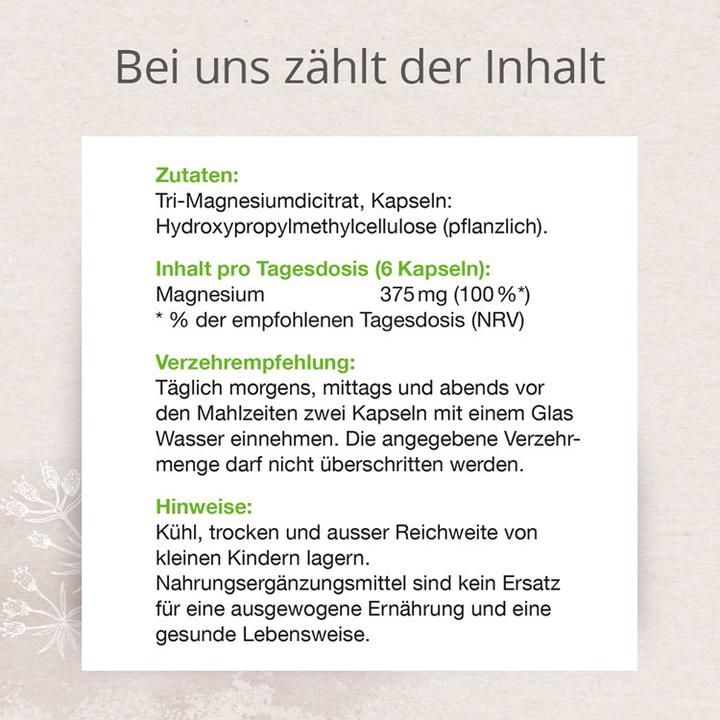 Nährwerte und Zutaten Effective Nature Magnesium Citrat (180 Stk., Kapseln, 93 g)
