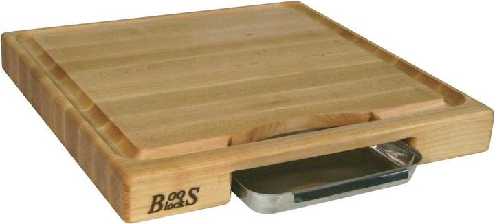 Productafbeelding John Boos Boos Blocks Prepmaster Snijplank met Sapgeul en Opvangbak, 46x46x6cm esdoornhout