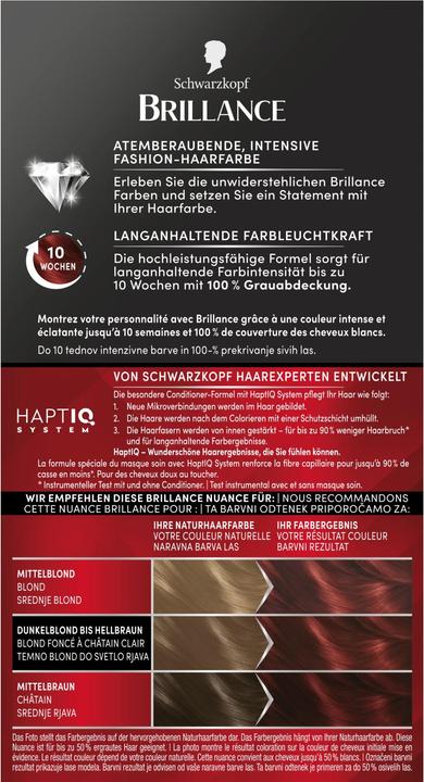 Nährwerte und Zutaten Schwarzkopf Brillance Intensiv-Color-Creme (872 Intensivrot)