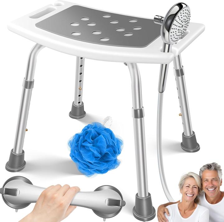 Kesser Höhenverstellbarer Duschhocker mit Haltegriff (136 kg)