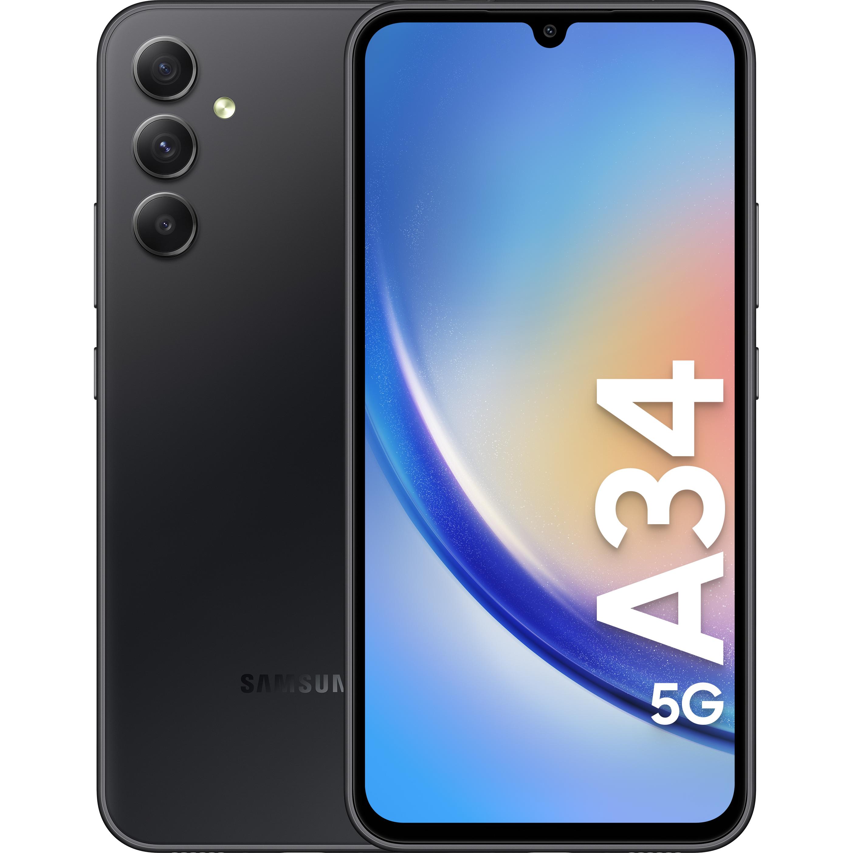 Samsung Galaxy A34 5G (128 GB, Awesome Graphite, 6.60", Dual SIM, 48 Mpx, 5G), Smartphone, Schwarz