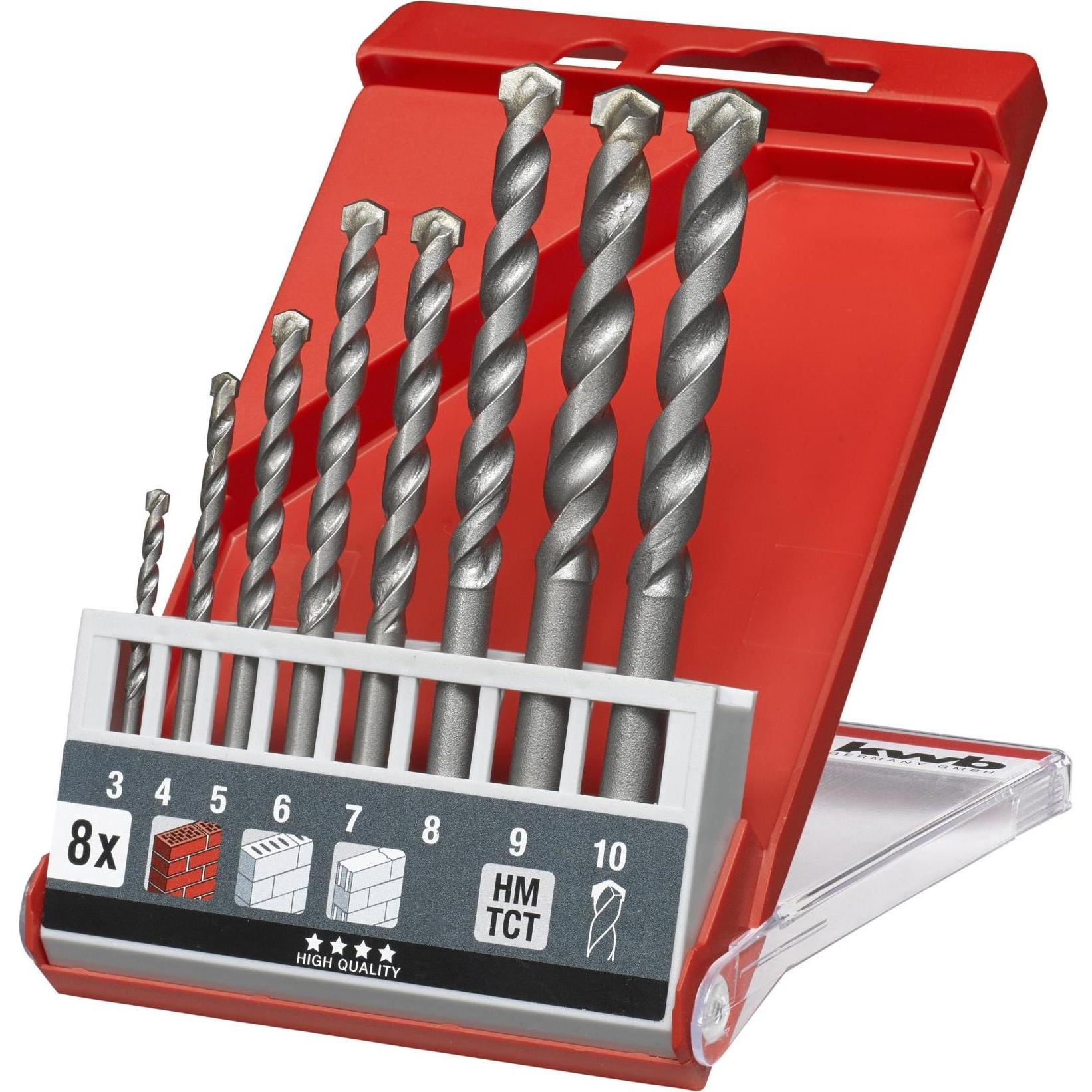 kwb, Bohrereinsatz, Steinbohrersatz 8-teilig (3 mm, 4 mm, 5 mm, 6 mm, 7 mm, 8 mm, 9 mm)