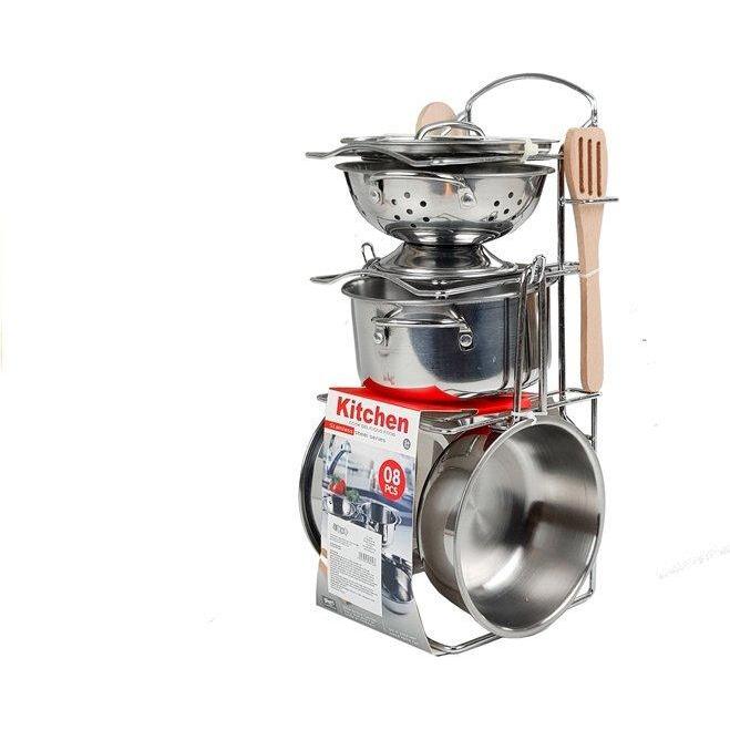 Lean Toys Edelstahl Töpfe und Pfannen Set 8el