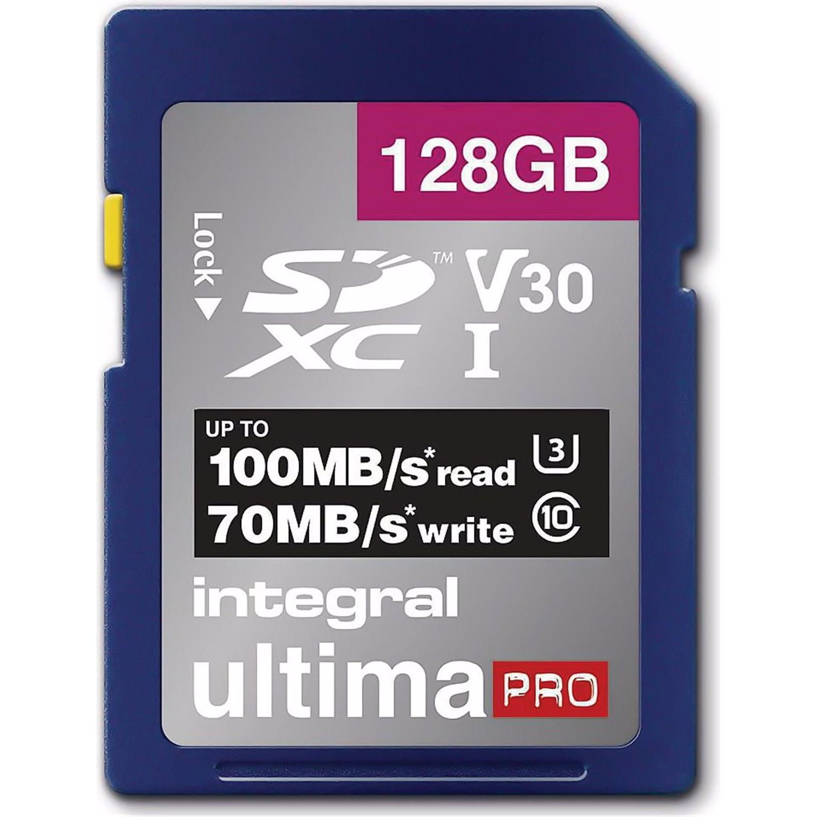 Integral Premium High Speed (128GB, SDXC, UHS-I) (128 GB, SD, U3, UHS-I), Speicherkarte, Blau