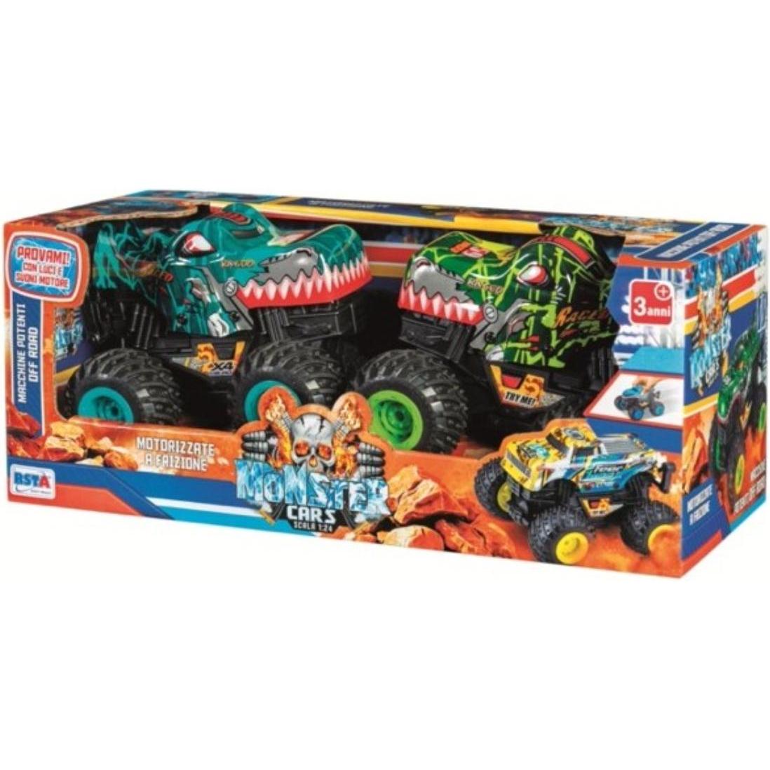 Rs Toys Set 2 Auto Monster Fuoristrada Frizione Luci E Suoni Scala 1:24