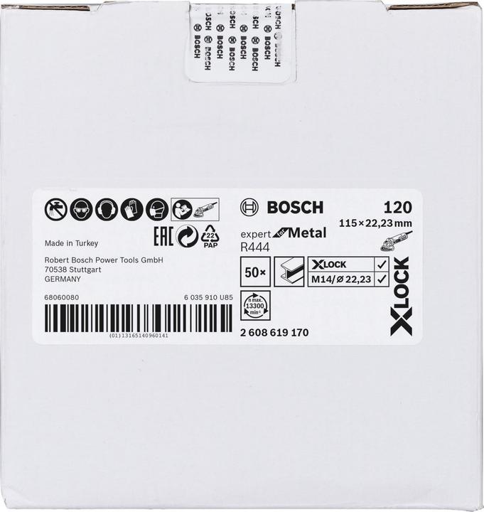 Image du produit Bosch Professional Zubehör X-LOCK Disque abrasif sur fibres, Ø115 mm, K 120, R444, Expert for Metal, 1 pc. (120)