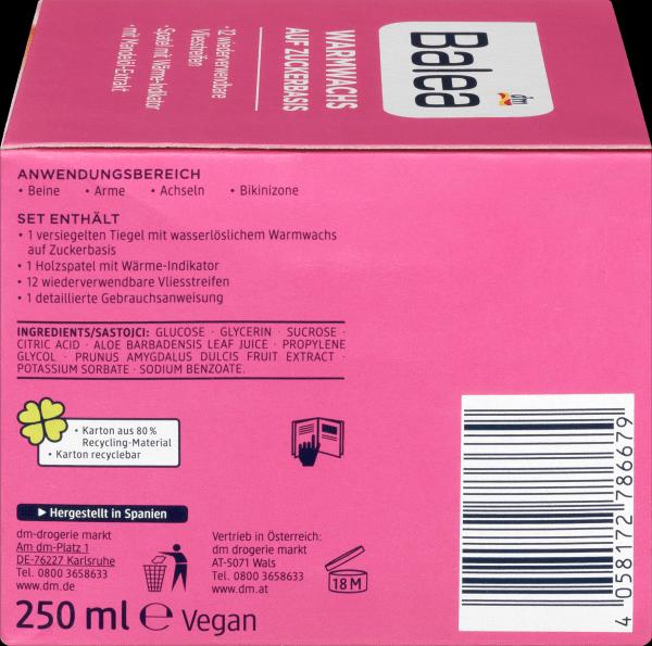 Produktbild dm Balea Warmwachs auf Zuckerbasis (250 ml, 1 x, 7500 g)
