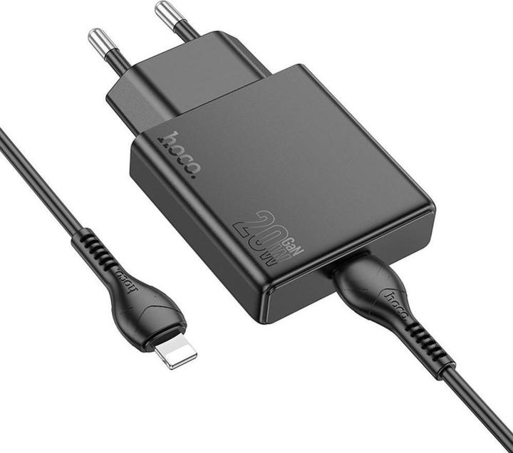 Image du produit Hoco Adapter slim wall charger Type C + cable Type C to Lightning PD QC 30W N37 black (30 W, 1 portion)