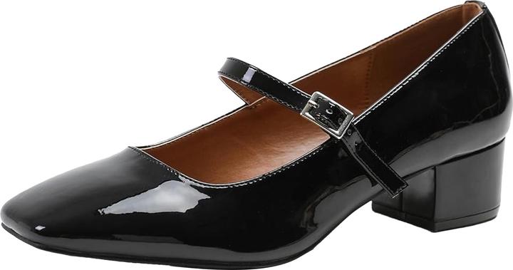 Actual product image Where's That From Womens/Ladies Oslo Single Strap Square Toe Low Block Heel Court Shoes (39)