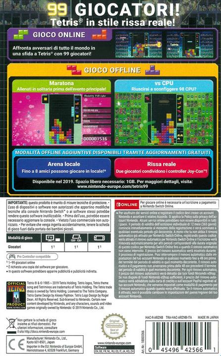 Produktbild Nintendo Tetris 99 (Switch, IT)