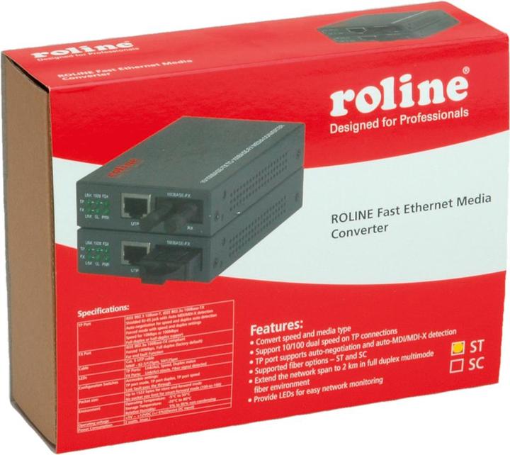 Actual product image Roline Fast Ethernet Converter RJ-45 / ST, Loop-back (Media converter)