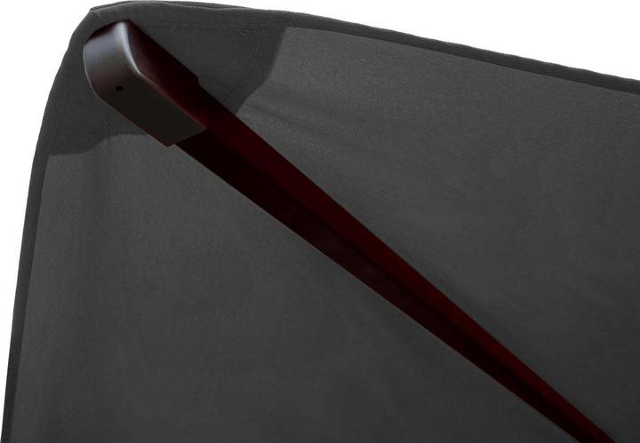 Actual product image Mendler Gastronomy wooden parasol, garden parasol, polyester/wood 14kg, square 3x3m rope pull shockproof - a (3 m)