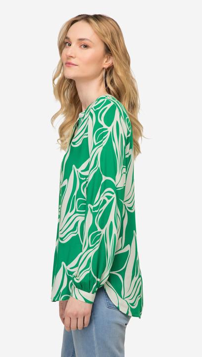 Actual product image Laurasøn Graphic Floral Print Long Sleeve Split Neck Blouse (S)