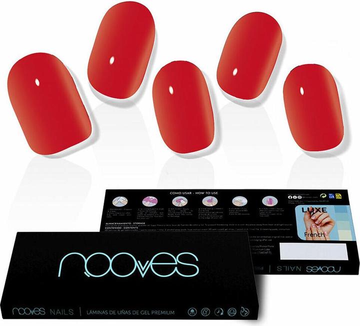 Produktbild Nooves Crimson Red Gel Nail Sheets Premium Luxe Solid Red 20 Sheets (Kunstnägel, Rot)