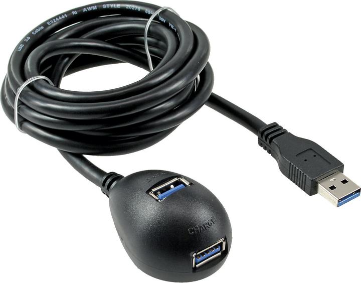 Actual product image InLine USB 3.0 extension A male / female black with stand 1m (1 m, USB 3.2 Gen 1)