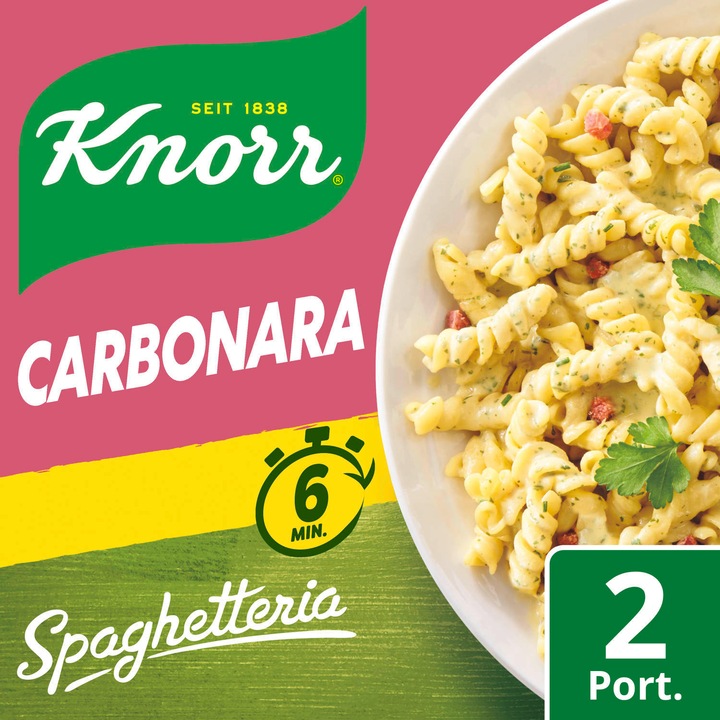 Immagine prodotto Knorr Spaghetteria Carbonara Pasta Bag, Pasta con panna, pancetta e olio extravergine di oliva (212 g)