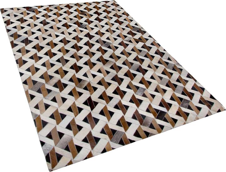 Beliani Glänzendes Lederwachs 140 × 200 cm braun grau TUGLAS (200 x 140 cm)