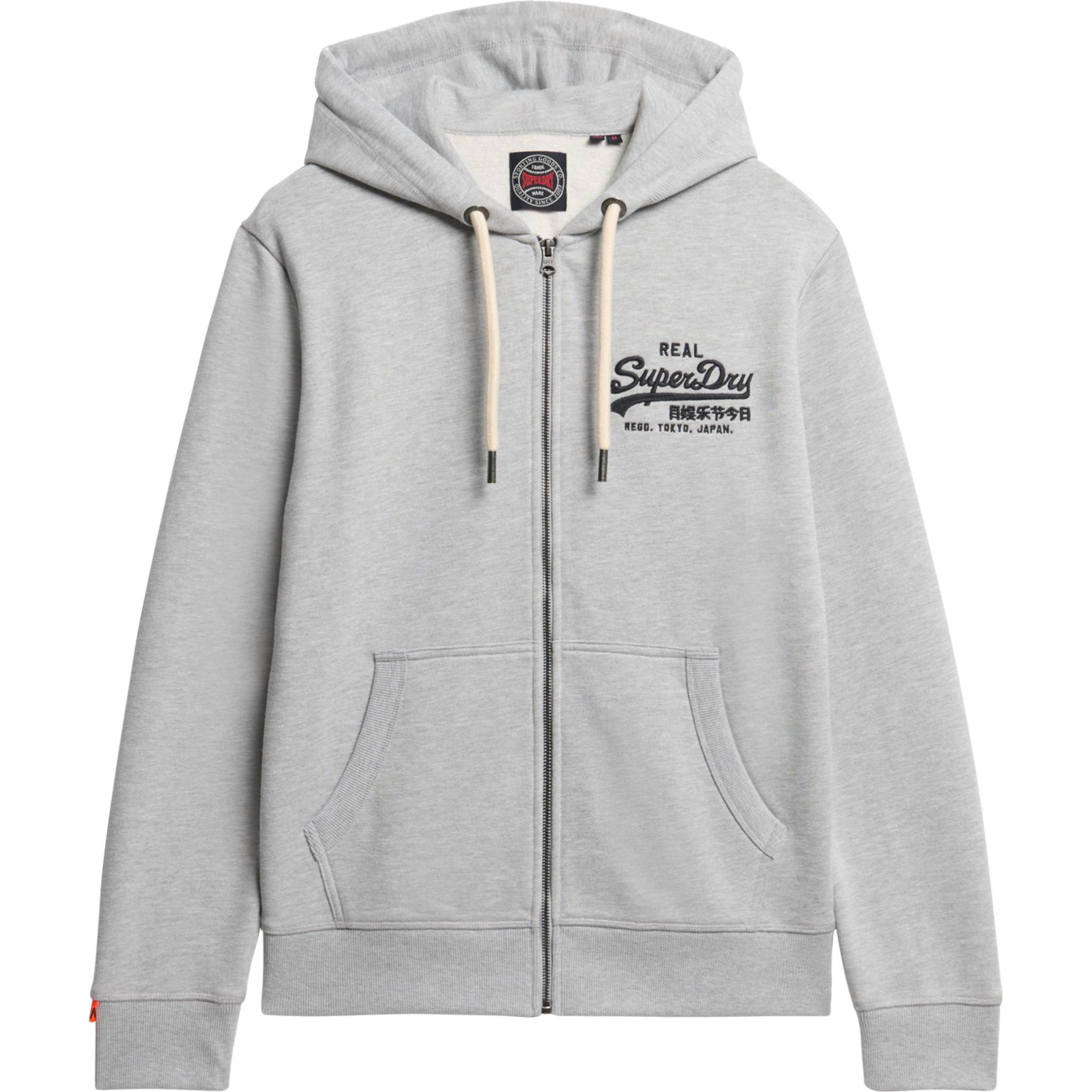 Superdry, Herren, Pullover, Kapuzenjacke mit gesticktem Vintage Logo, Grau, (L)