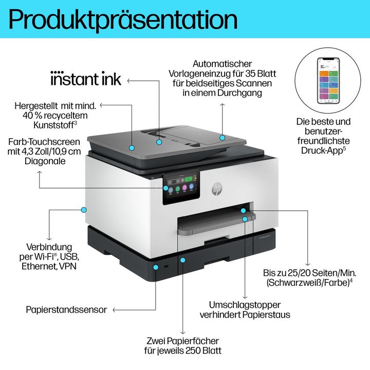 Produktbild HP OfficeJet Pro 9135e (Tintenpatrone, Farbe)
