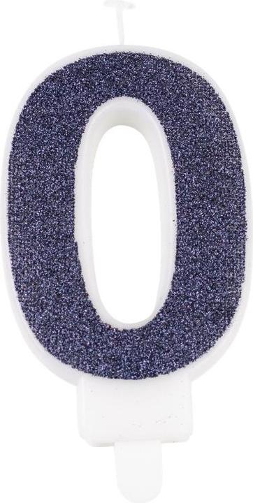 Navy blue number candle 0